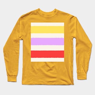 Red, Yellow and Purple Wide Stripes Long Sleeve T-Shirt